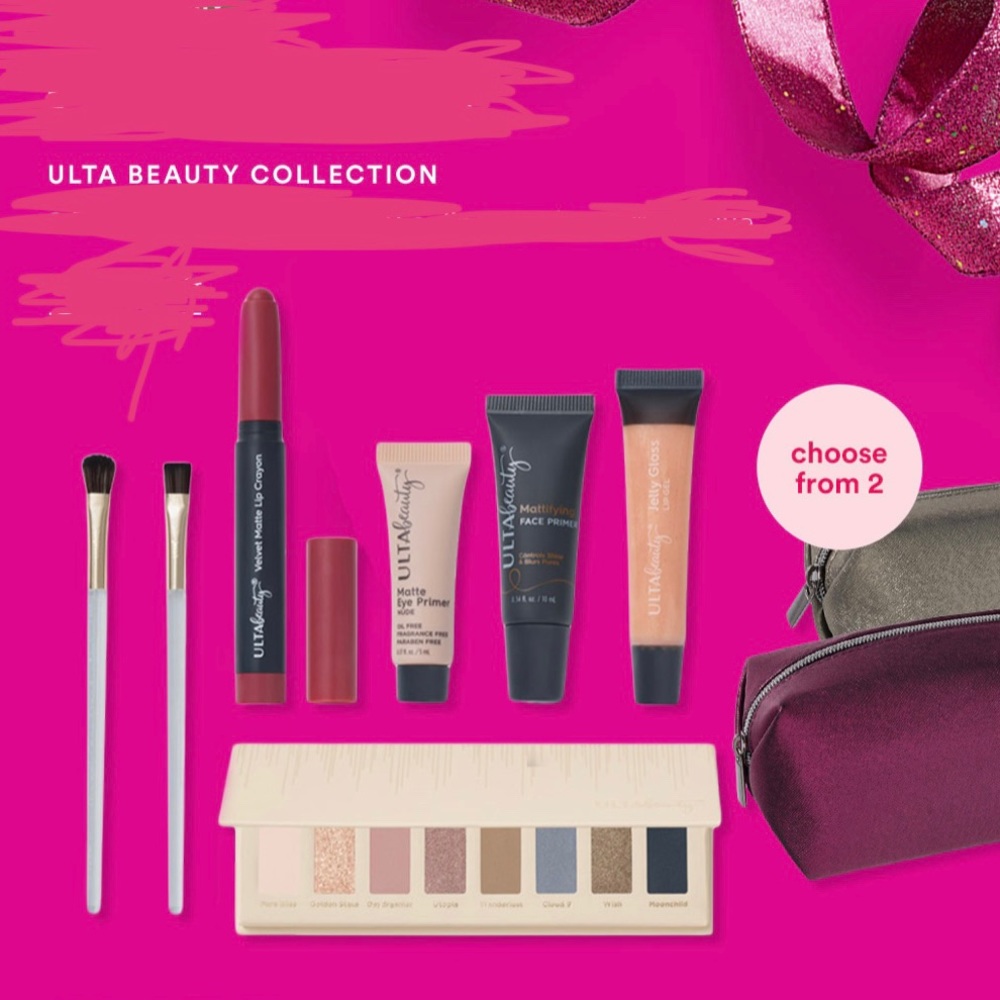 ULTA 8p Beauty Bag Eyeshadow Brushes Lipstick $72 NIB